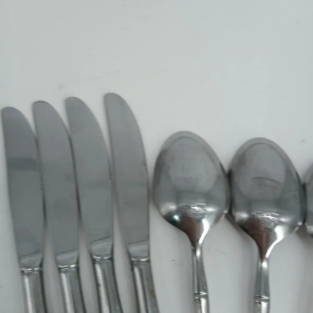 20X Set stainless flatware Bel-Pre Korea BAMBOO PATTERN Spoons Forks Knives